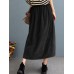 Women Corduroy Solid Elastic Waist Leisure Skirt With Side Pockets