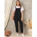 Solid Pocket Sleeveless Button Casual Jumpsuit For Women