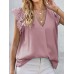 Solid Lace Patchwork V Neck Casual Blouse