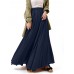 Casual Solid Color High Waist Pleated Irregular Hem Holiday Swing Maxi Skirts