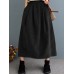 Women Corduroy Solid Elastic Waist Leisure Skirt With Side Pockets