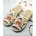 White Embroideried Cotton Flip Flops