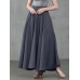 Women Solid Color Back Zip Pleated Casual Swing Skirts With Pocket