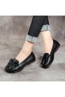 Black Bow Flat Shoes Genuine Leather Handmade  Flat Shoes