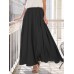 Women Pure Color Elastic Waist Simple Swing Skirts With Pocket