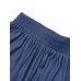 Women Pure Color Elastic Waist Simple Swing Skirts With Pocket